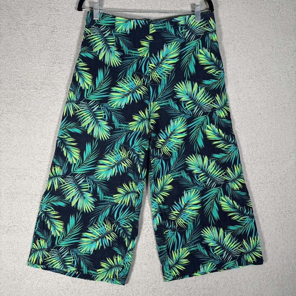 Soft Surroundings Sidnei Wide Leg Crop Pant Womens Sz S Rayon Linen Blend Floral